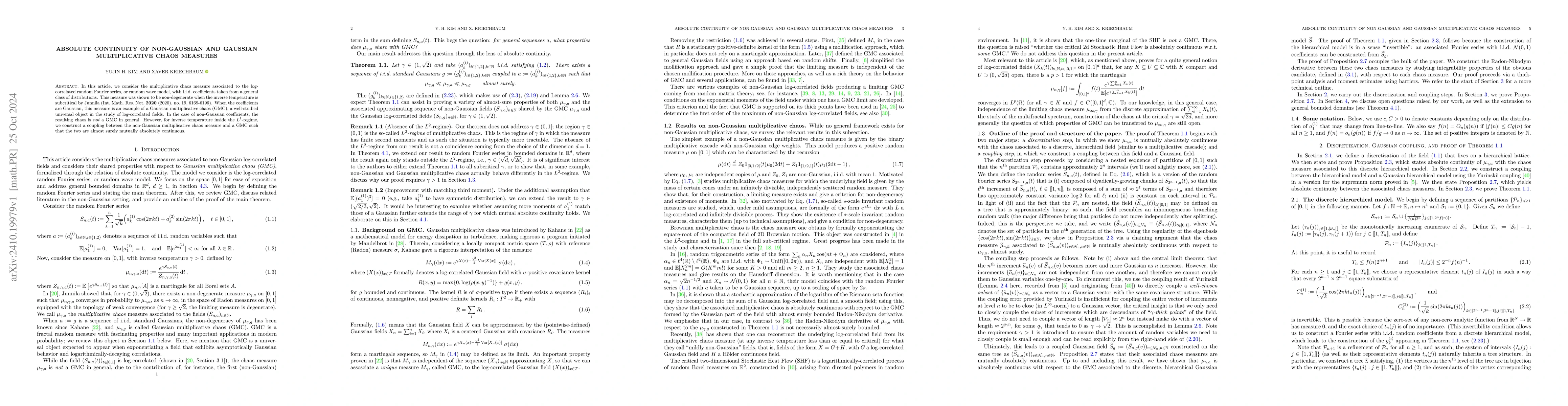 Thumbnail for Absolute continuity of non-Gaussian and Gaussian multiplicative chaos
  measures