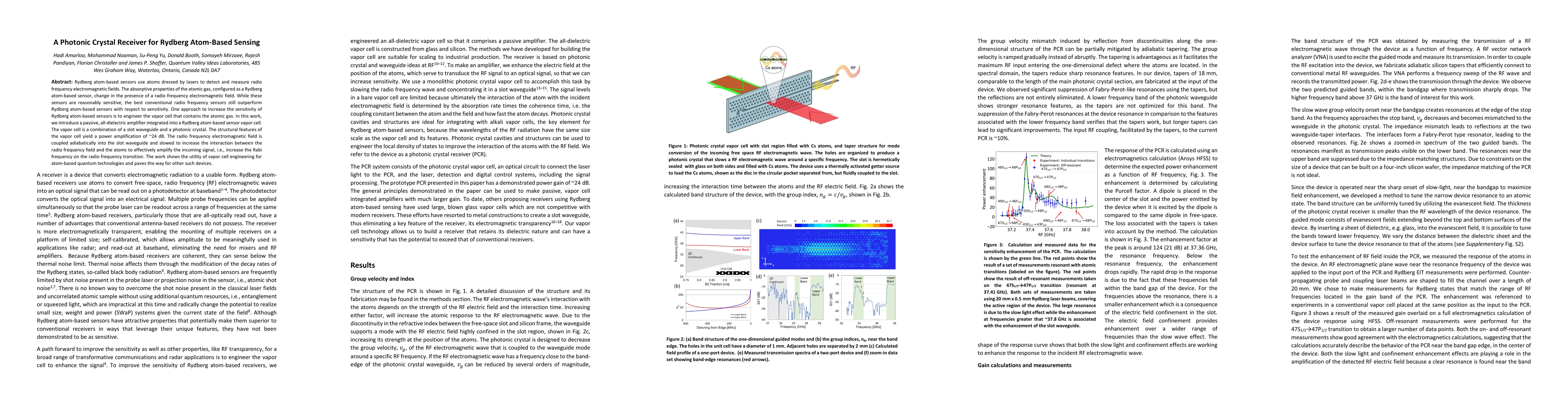 Thumbnail for A Photonic Crystal Receiver for Rydberg Atom-Based Sensing