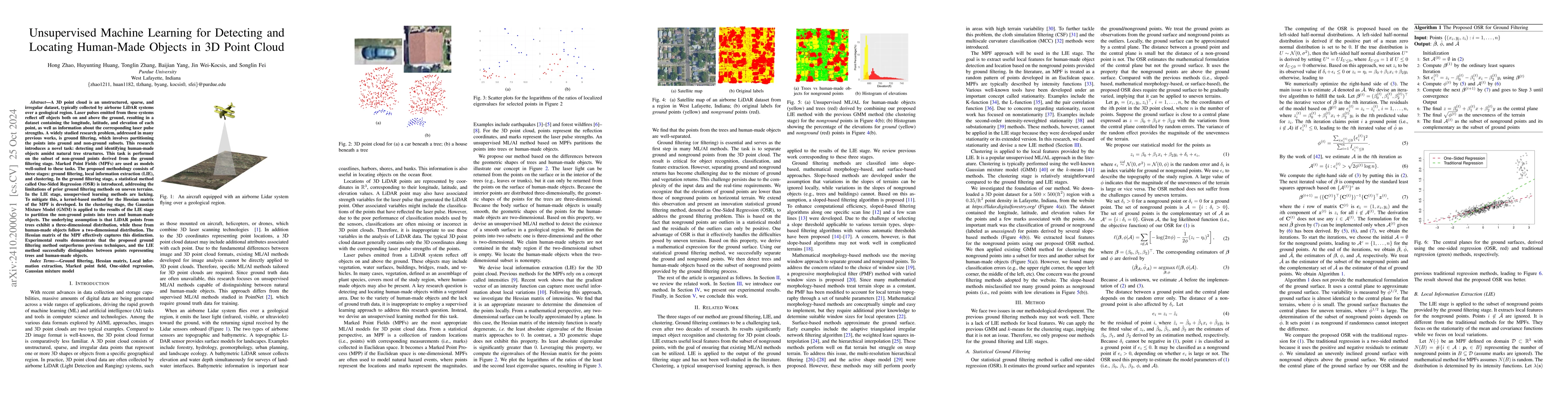 Thumbnail for Unsupervised Machine Learning for Detecting and Locating Human-Made
  Objects in 3D Point Cloud