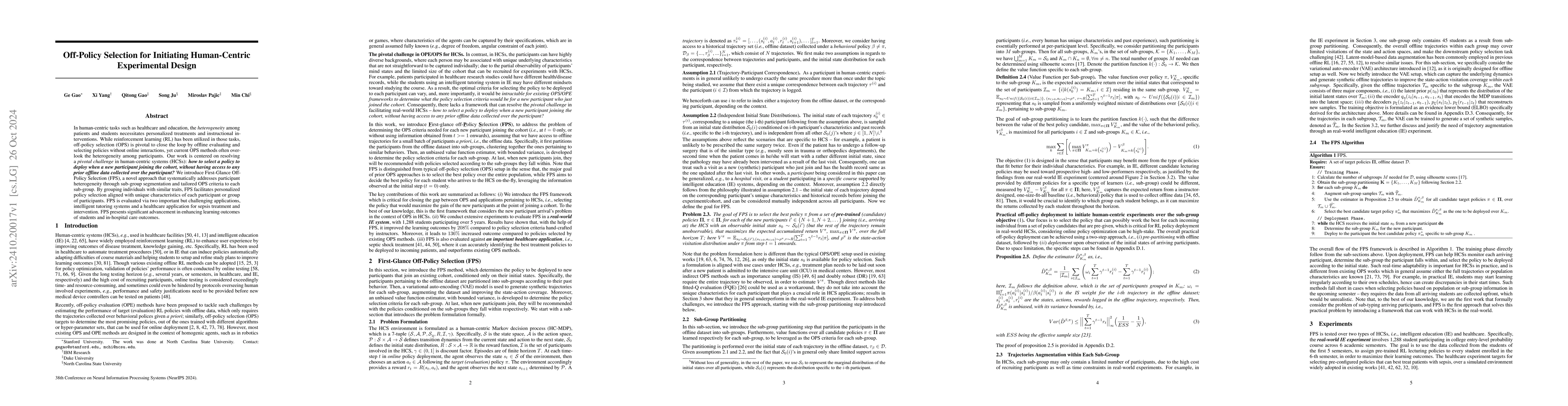 Thumbnail for Off-Policy Selection for Initiating Human-Centric Experimental Design