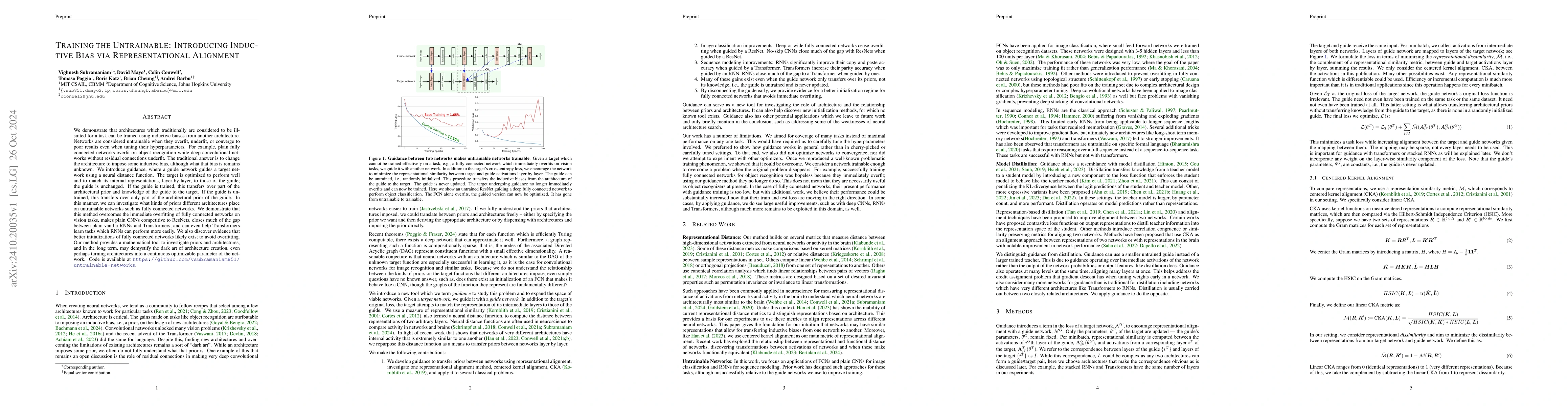 Thumbnail for Training the Untrainable: Introducing Inductive Bias via
  Representational Alignment