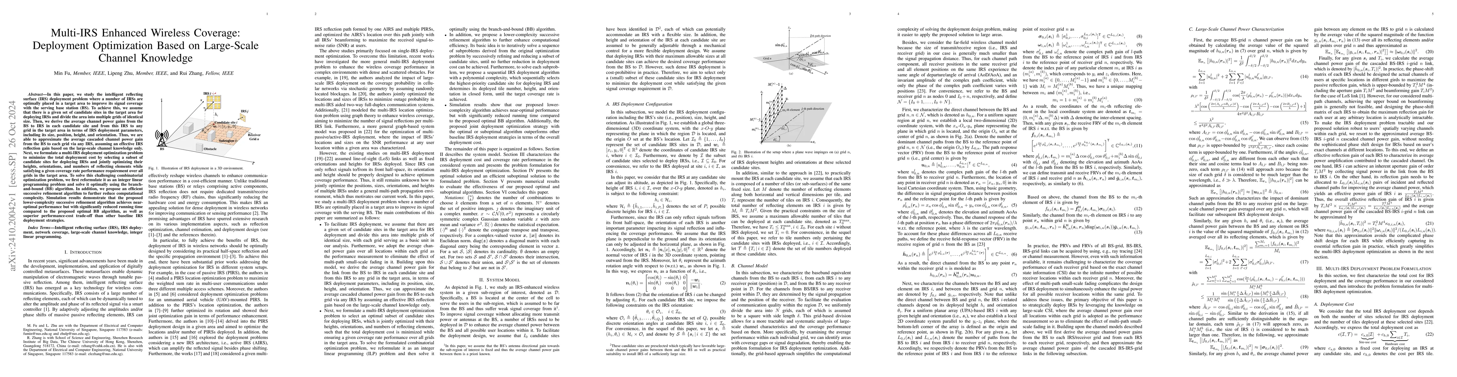 Thumbnail for Multi-IRS Enhanced Wireless Coverage: Deployment Optimization Based on
  Large-Scale Channel Knowledge