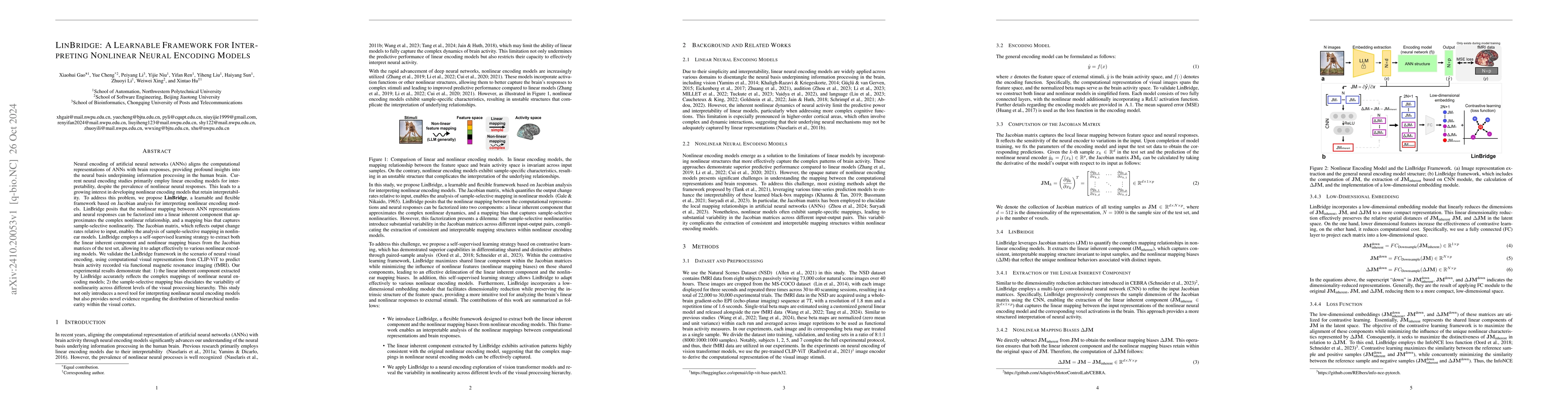 Thumbnail for LinBridge: A Learnable Framework for Interpreting Nonlinear Neural
  Encoding Models