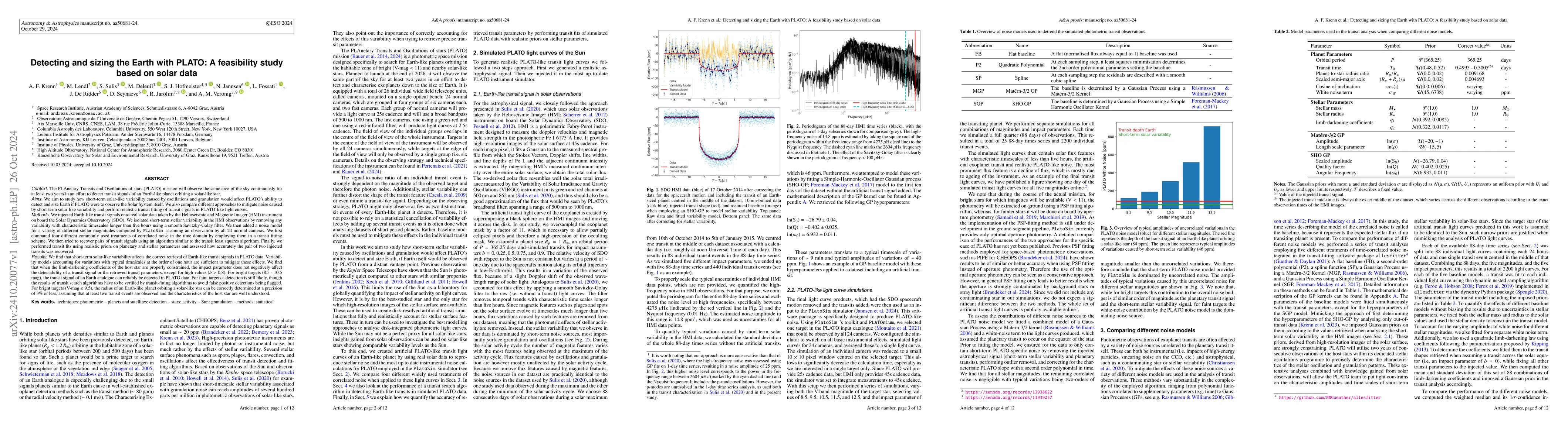 Thumbnail for Detecting and sizing the Earth with PLATO: A feasibility study based on
  solar data