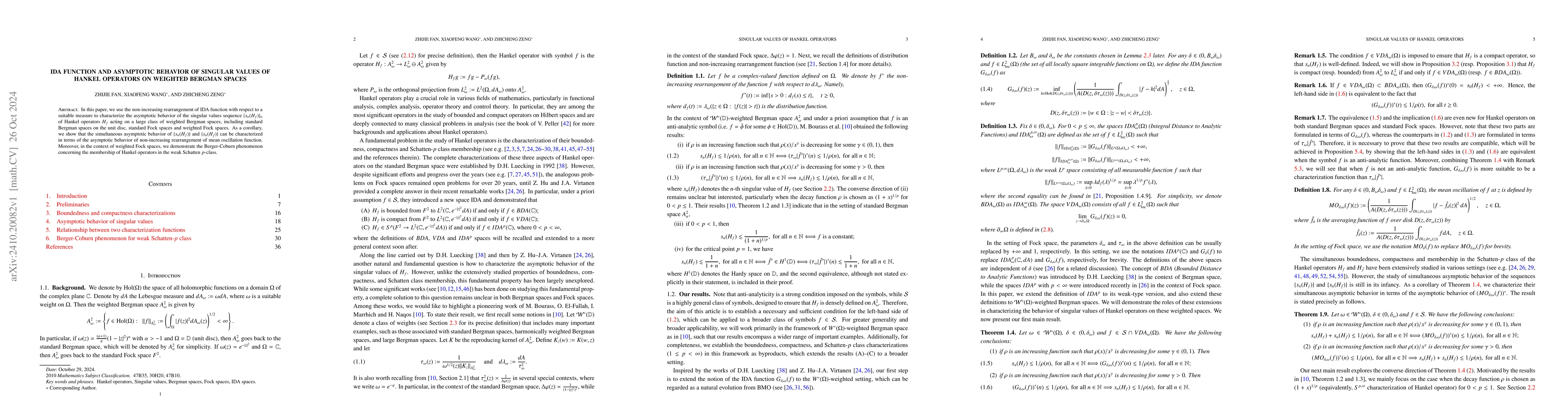 Thumbnail for IDA function and asymptotic behavior of singular values of Hankel
  operators on weighted Bergman spaces