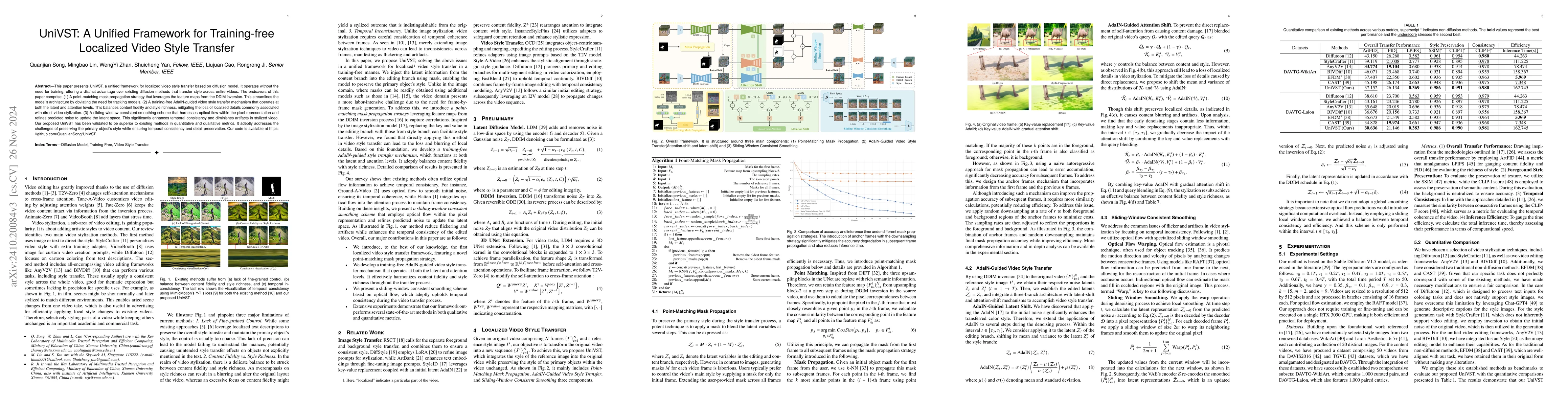 Thumbnail for UniVST: A Unified Framework for Training-free Localized Video Style
  Transfer