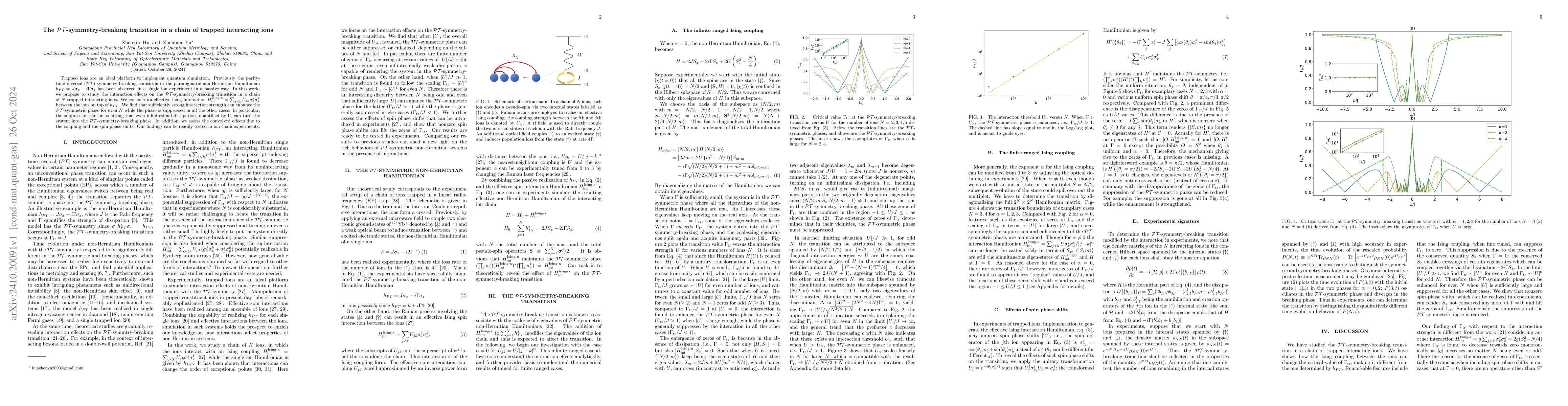 Thumbnail for The $\mathcal{PT}$-symmetry-breaking transition in a chain of trapped
  interacting ions