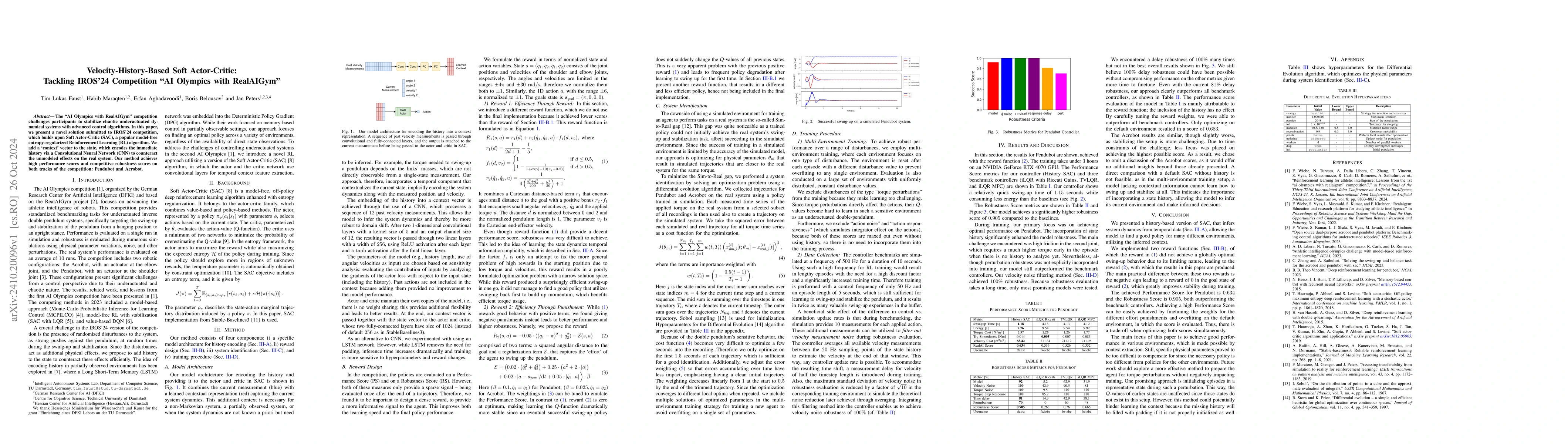 Thumbnail for Velocity-History-Based Soft Actor-Critic Tackling IROS'24 Competition
  "AI Olympics with RealAIGym"