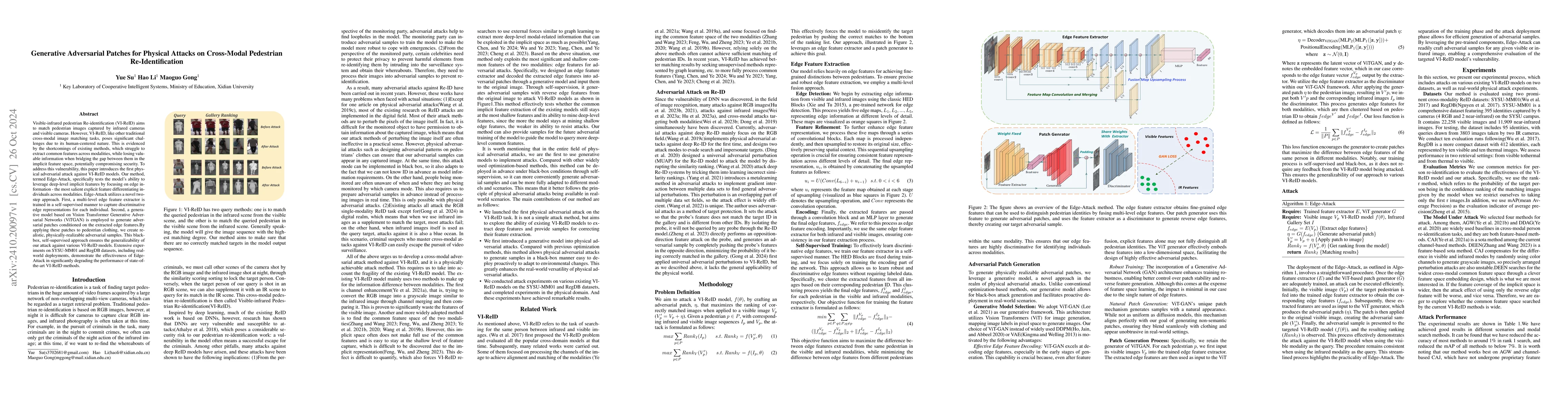 Thumbnail for Generative Adversarial Patches for Physical Attacks on Cross-Modal
  Pedestrian Re-Identification