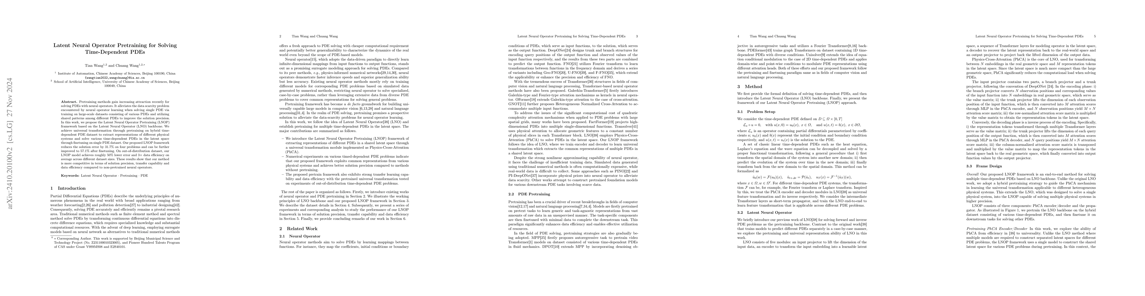 Thumbnail for Latent Neural Operator Pretraining for Solving Time-Dependent PDEs