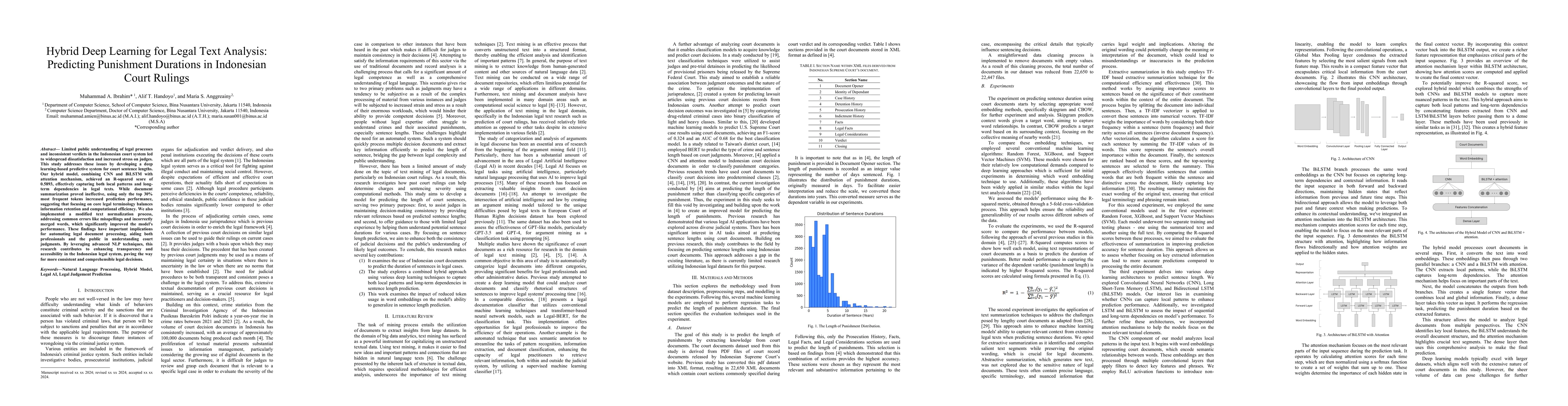 Thumbnail for Hybrid Deep Learning for Legal Text Analysis: Predicting Punishment
  Durations in Indonesian Court Rulings