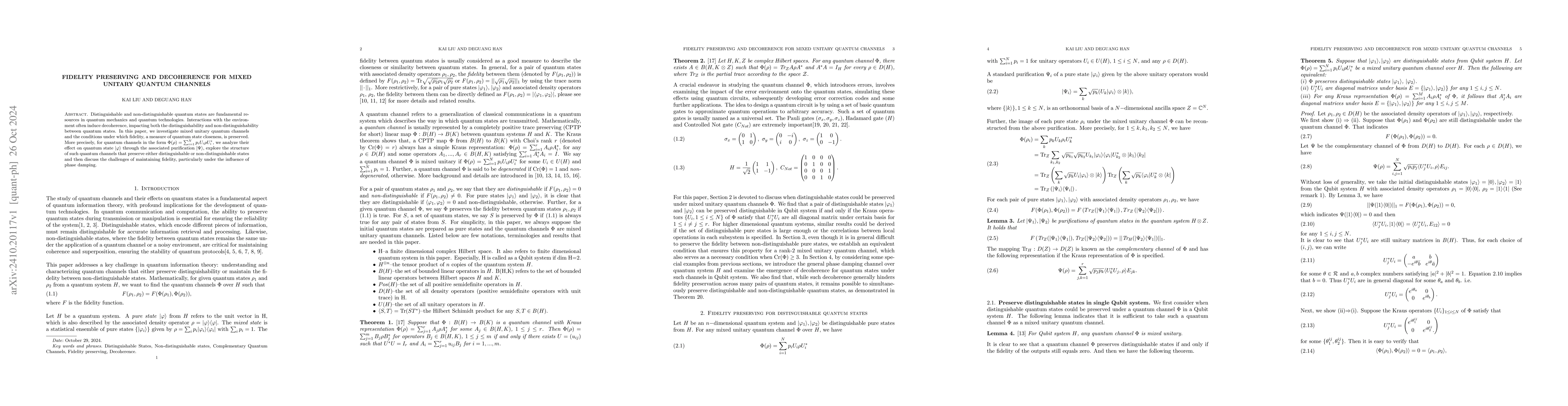 Thumbnail for Fidelity preserving and decoherence for mixed unitary quantum channels
