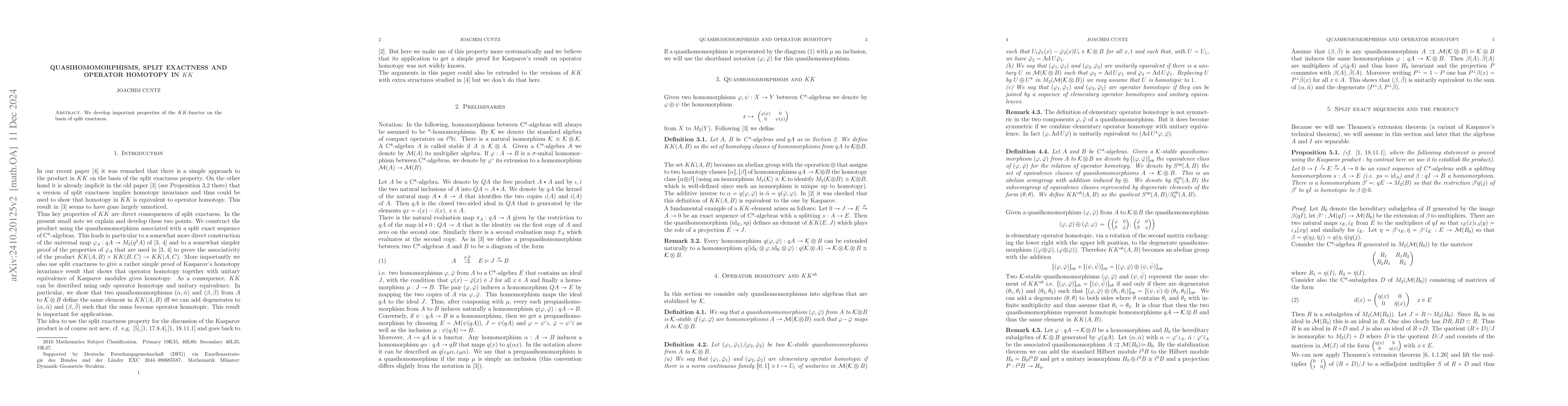 Thumbnail for Quasihomomorphisms, split exactness and operator homotopy in KK