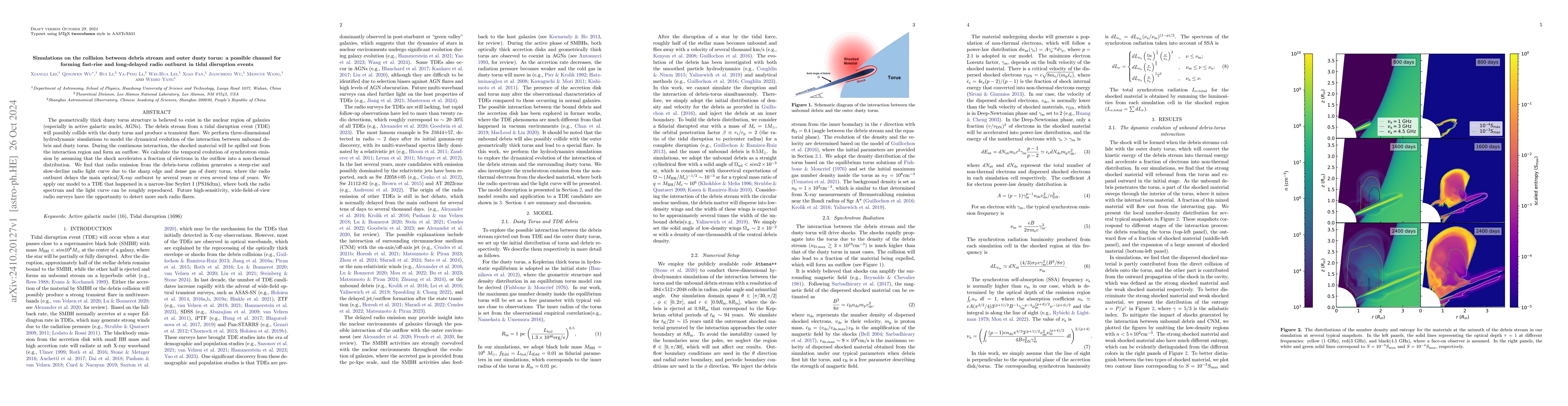 Thumbnail for Simulations on the collision between debris stream and outer dusty
  torus: a possible channel for forming fast-rise and long-delayed radio
  outburst in tidal disruption events
