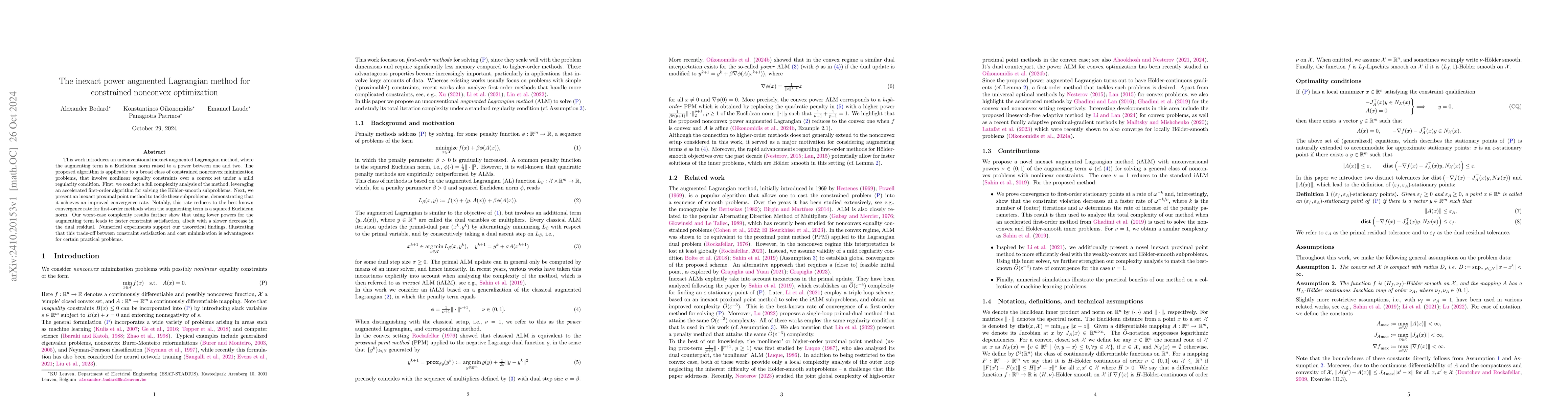 Thumbnail for The inexact power augmented Lagrangian method for constrained nonconvex
  optimization