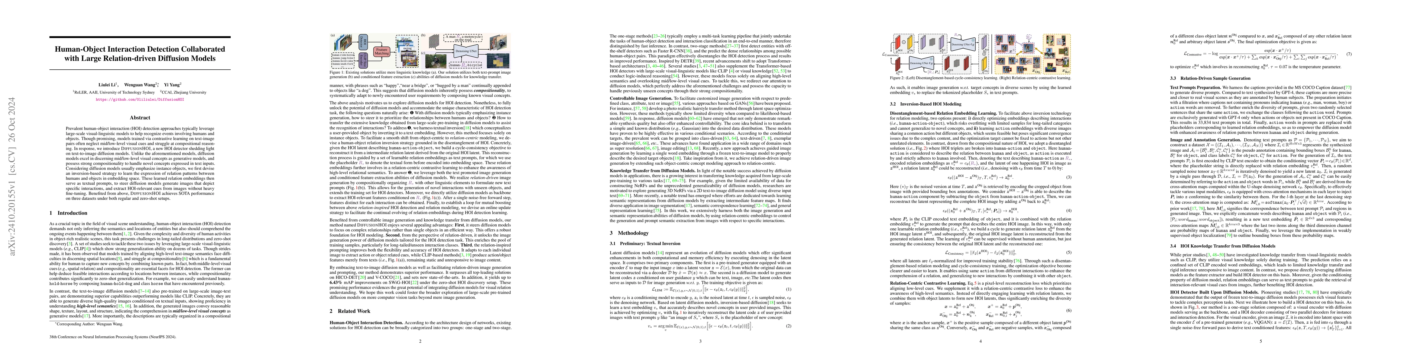 Thumbnail for Human-Object Interaction Detection Collaborated with Large
  Relation-driven Diffusion Models