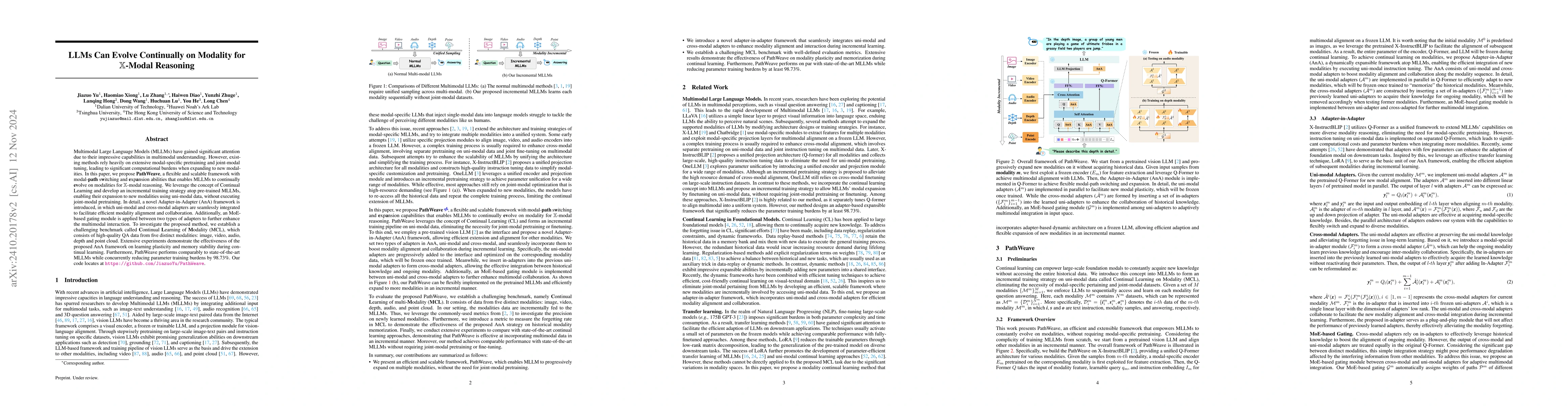 Thumbnail for LLMs Can Evolve Continually on Modality for X-Modal Reasoning