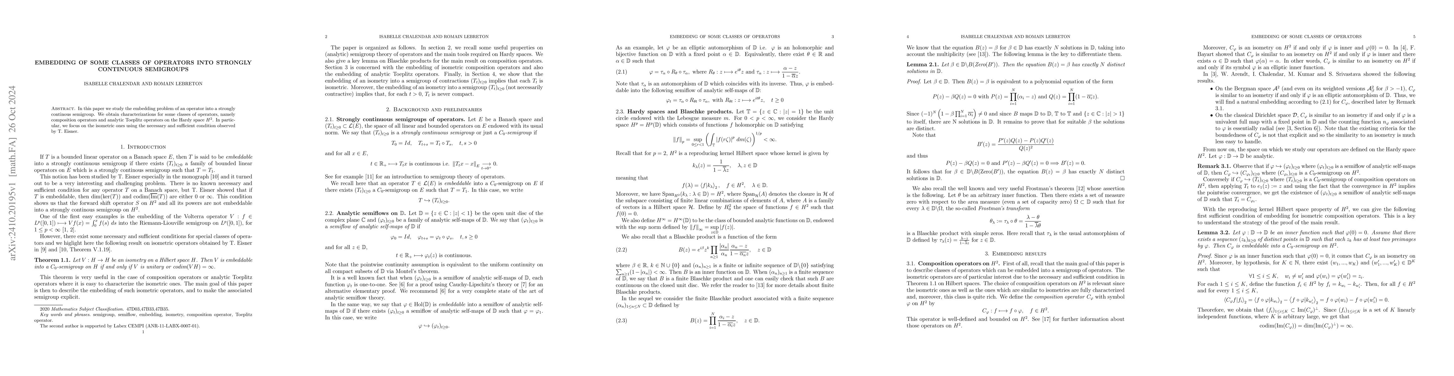 Thumbnail for Embedding of some classes of operators into strongly continuous
  semigroups