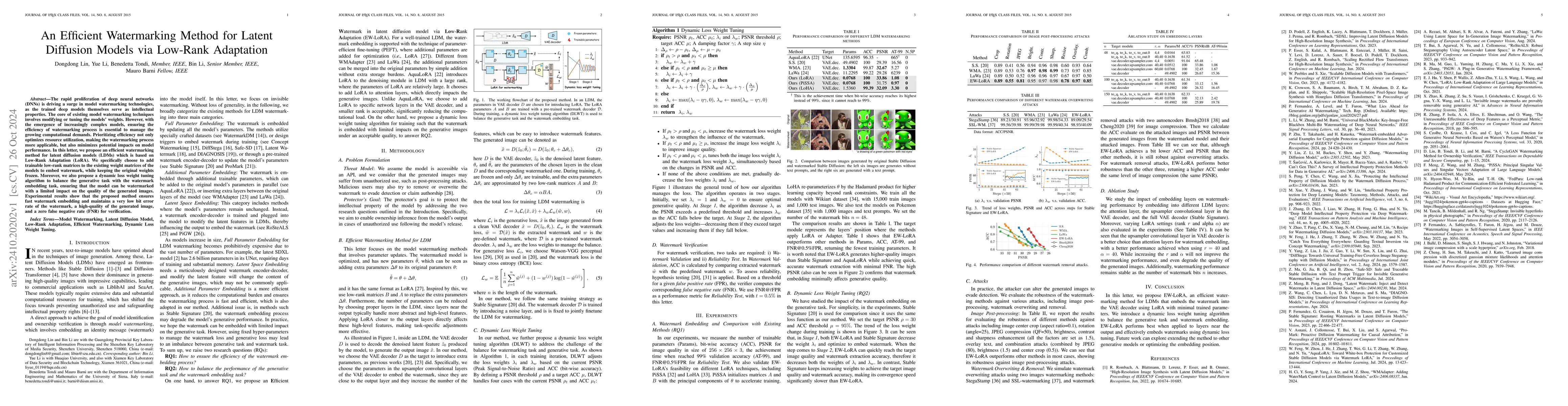 Thumbnail for An Efficient Watermarking Method for Latent Diffusion Models via
  Low-Rank Adaptation