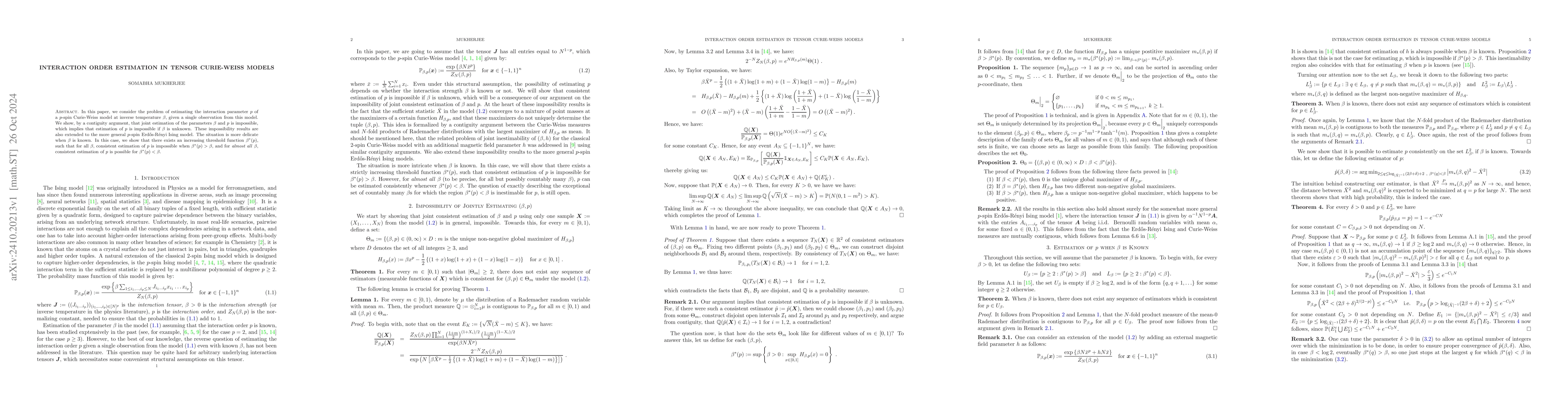 Thumbnail for Interaction Order Estimation in Tensor Curie-Weiss Models