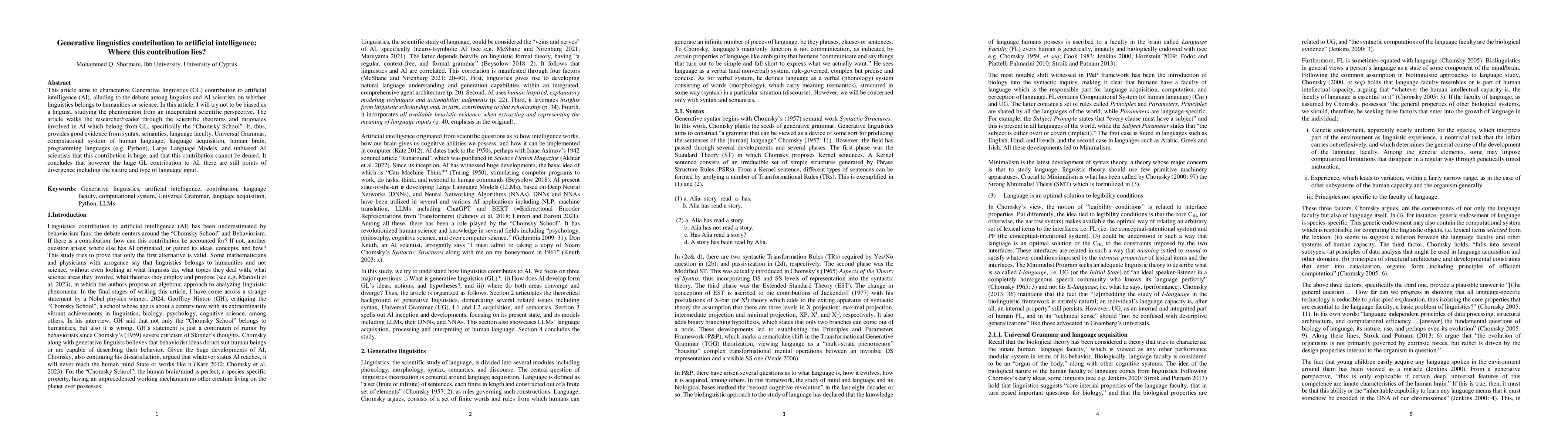 Thumbnail for Generative linguistics contribution to artificial intelligence: Where
  this contribution lies?