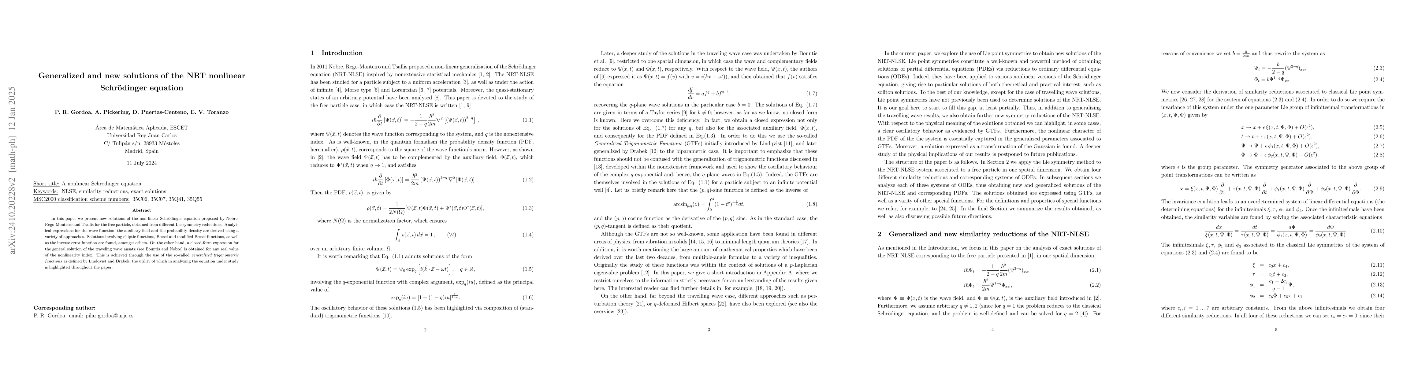 Thumbnail for Generalized and new solutions of the NRT nonlinear Schrödinger
  equation