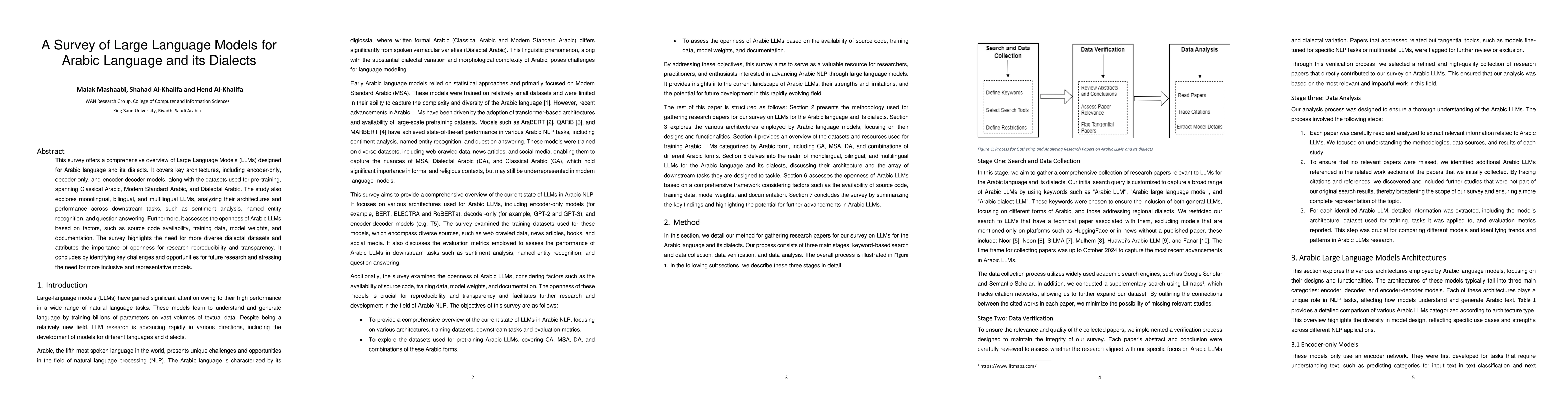 Thumbnail for A Survey of Large Language Models for Arabic Language and its Dialects