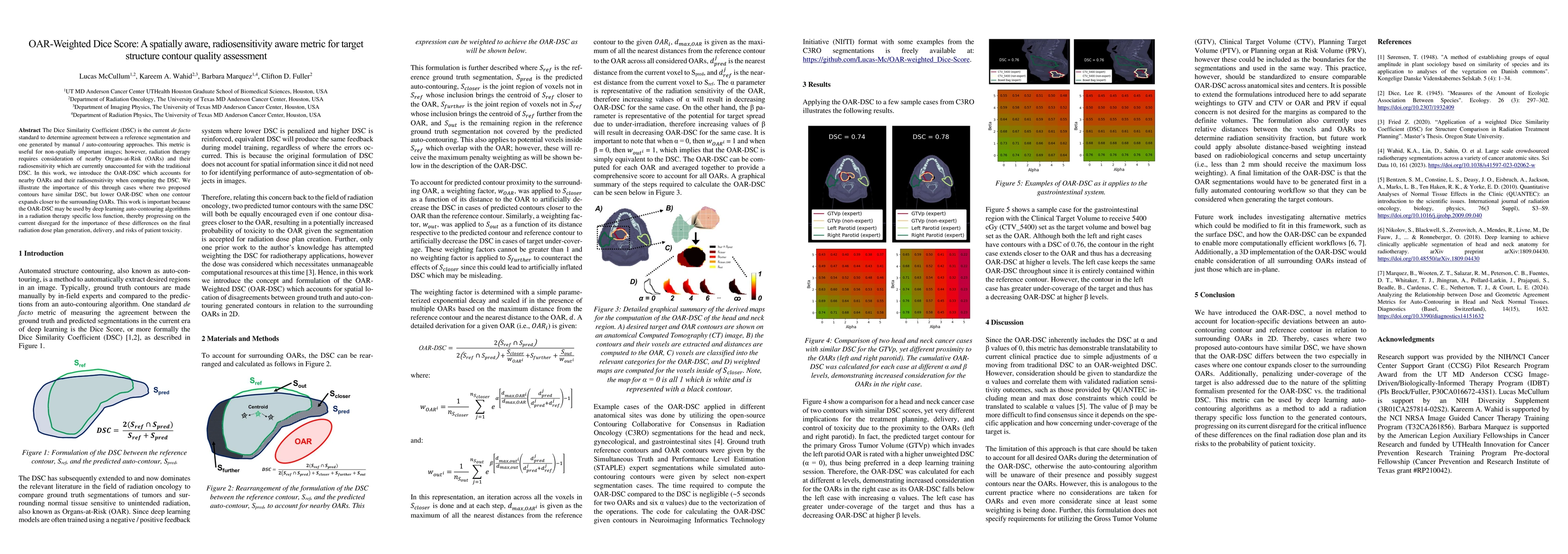 Thumbnail for OAR-Weighted Dice Score: A spatially aware, radiosensitivity aware
  metric for target structure contour quality assessment