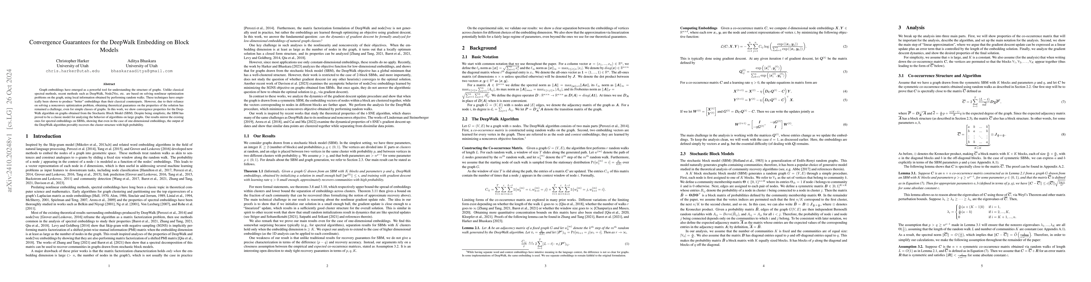 Thumbnail for Convergence Guarantees for the DeepWalk Embedding on Block Models