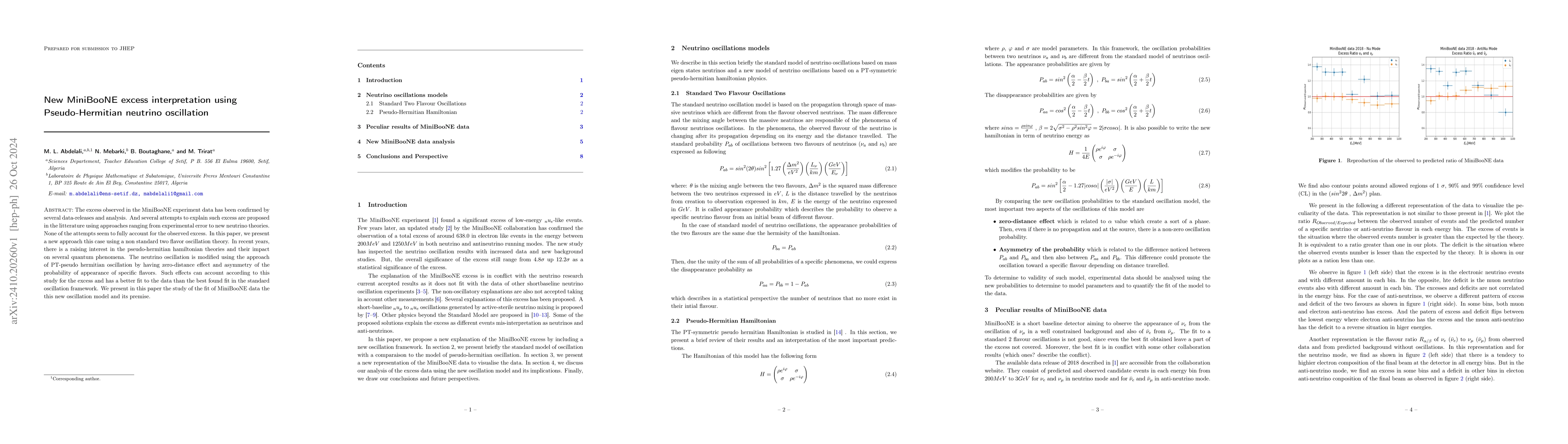 Thumbnail for New MiniBooNE excess interpretation using Pseudo-Hermitian neutrino
  oscillation