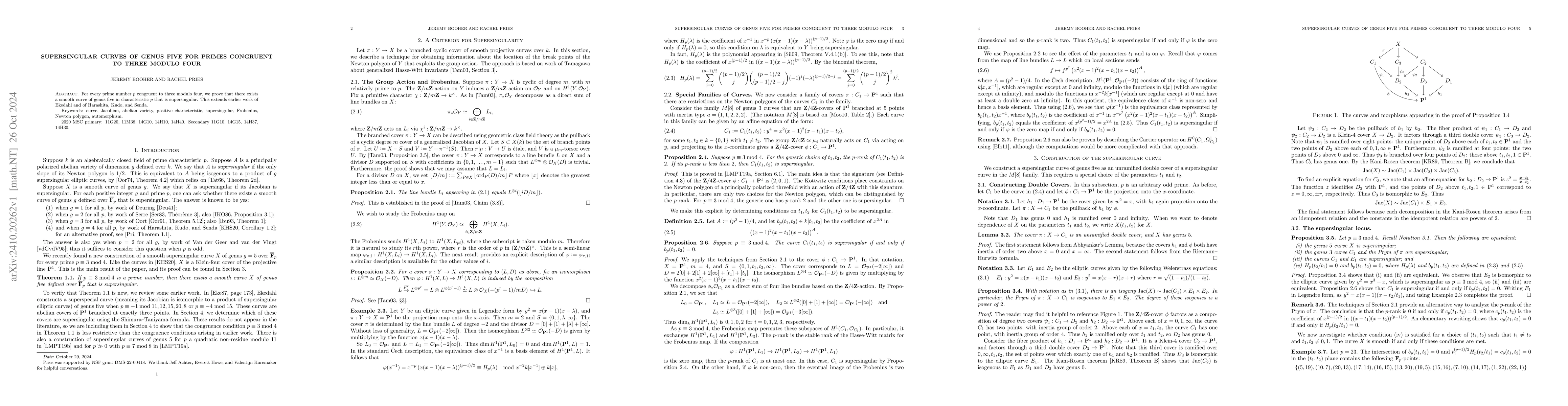Thumbnail for Supersingular curves of genus five for primes congruent to three modulo
  four