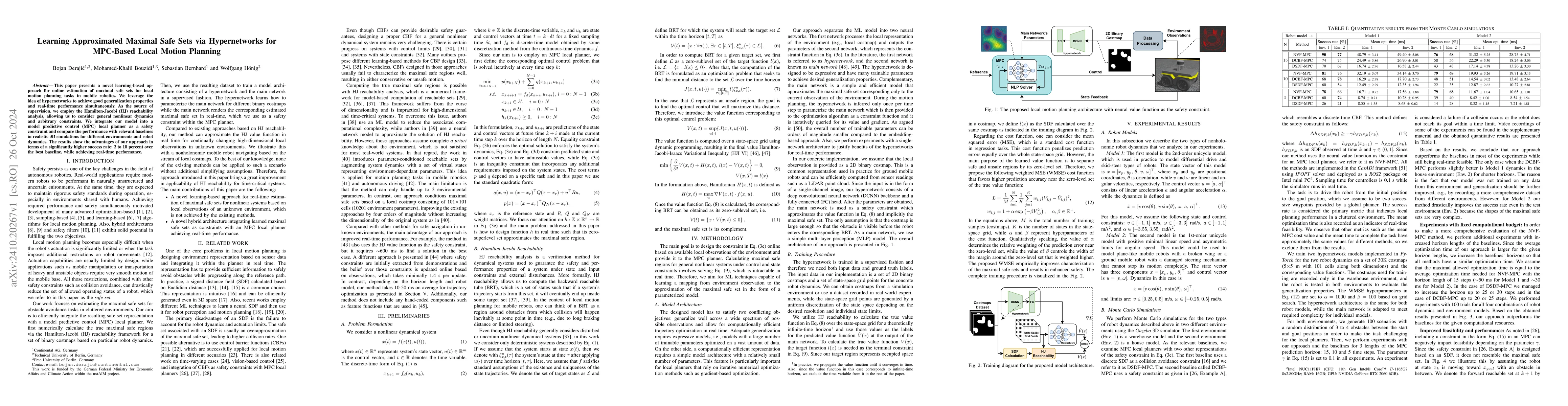 Thumbnail for Learning Approximated Maximal Safe Sets via Hypernetworks for MPC-Based
  Local Motion Planning