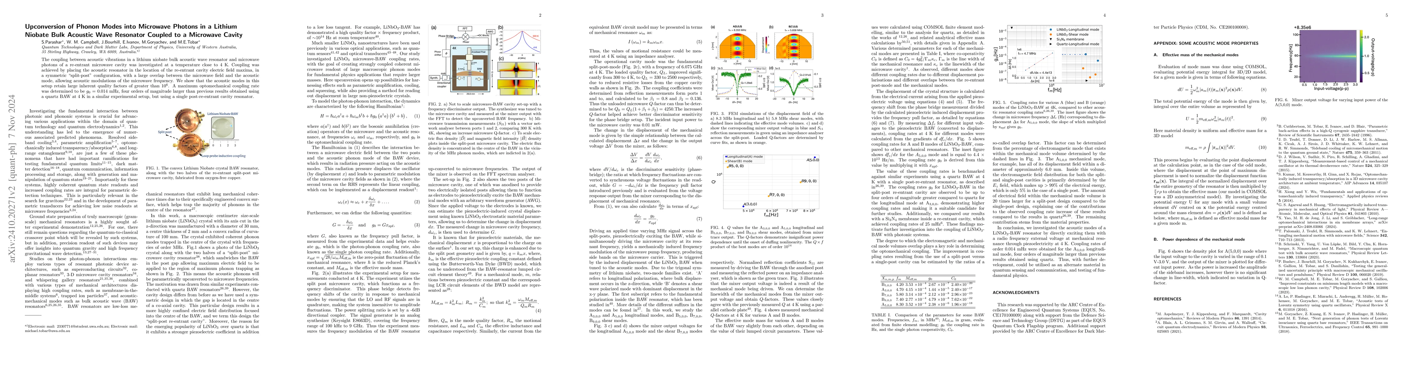 Thumbnail for Upconversion of Phonon Modes into Microwave Photons in a Lithium Niobate
  Bulk Acoustic Wave Resonator Coupled to a Microwave Cavity