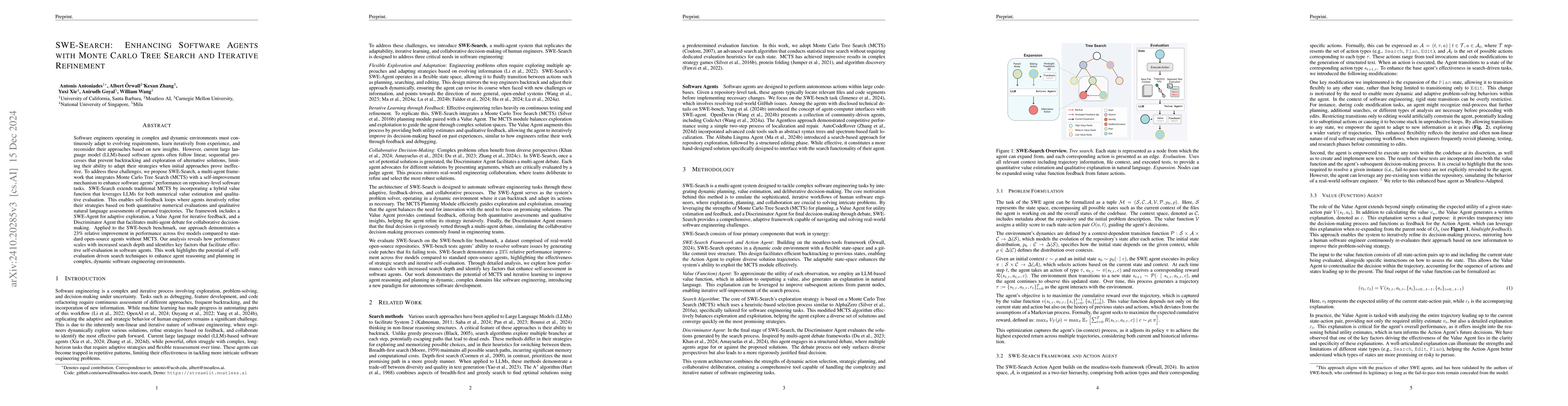 Thumbnail for SWE-Search: Enhancing Software Agents with Monte Carlo Tree Search and
  Iterative Refinement