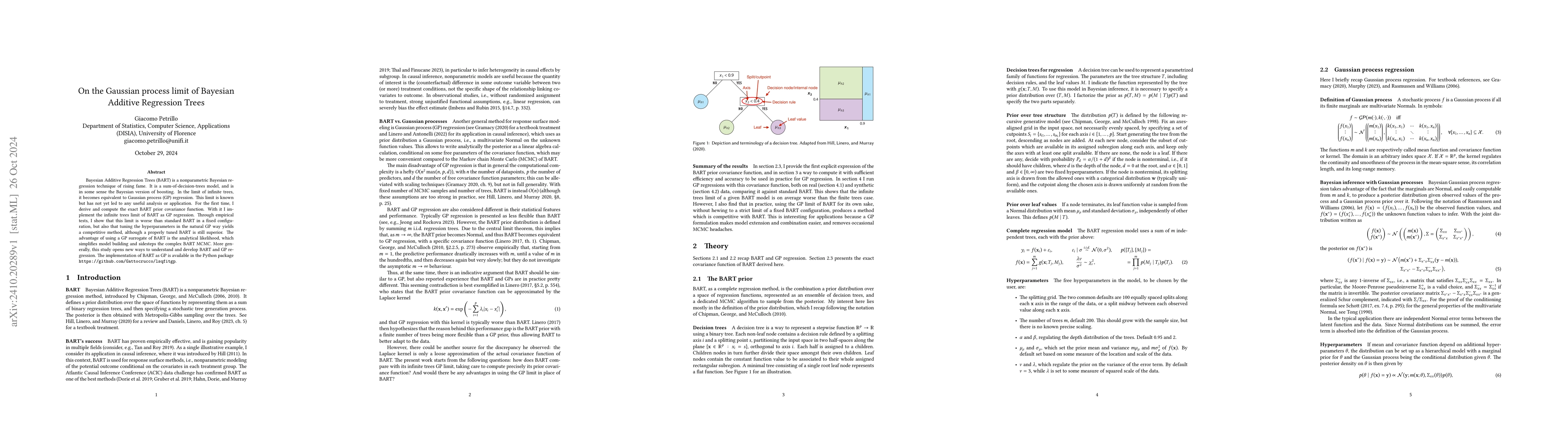 Thumbnail for On the Gaussian process limit of Bayesian Additive Regression Trees