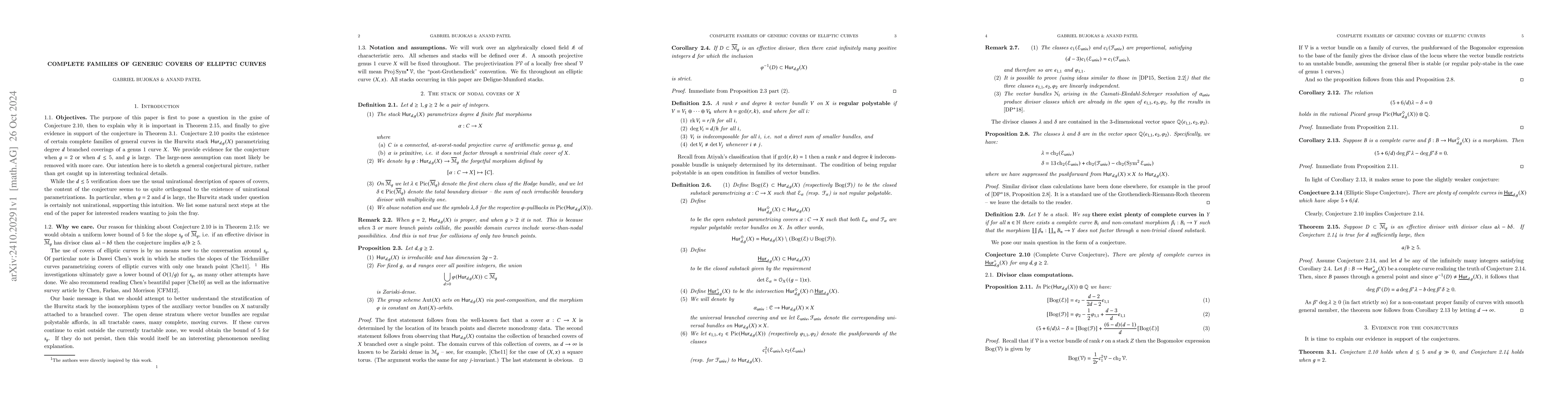 Thumbnail for Complete Families of Generic Covers of Elliptic Curves