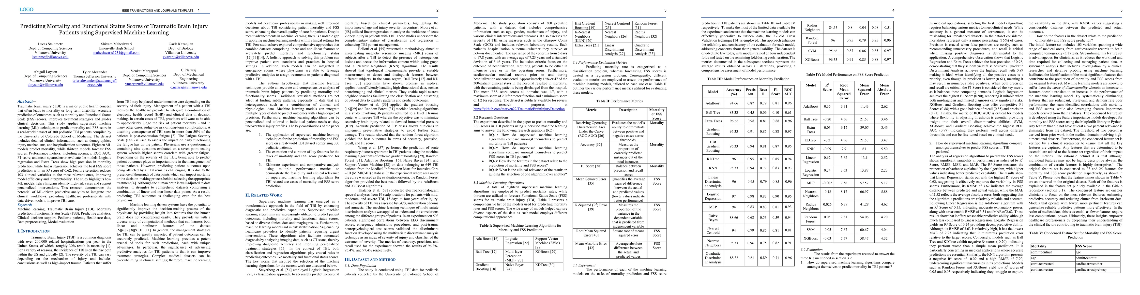 Thumbnail for Predicting Mortality and Functional Status Scores of Traumatic Brain
  Injury Patients using Supervised Machine Learning