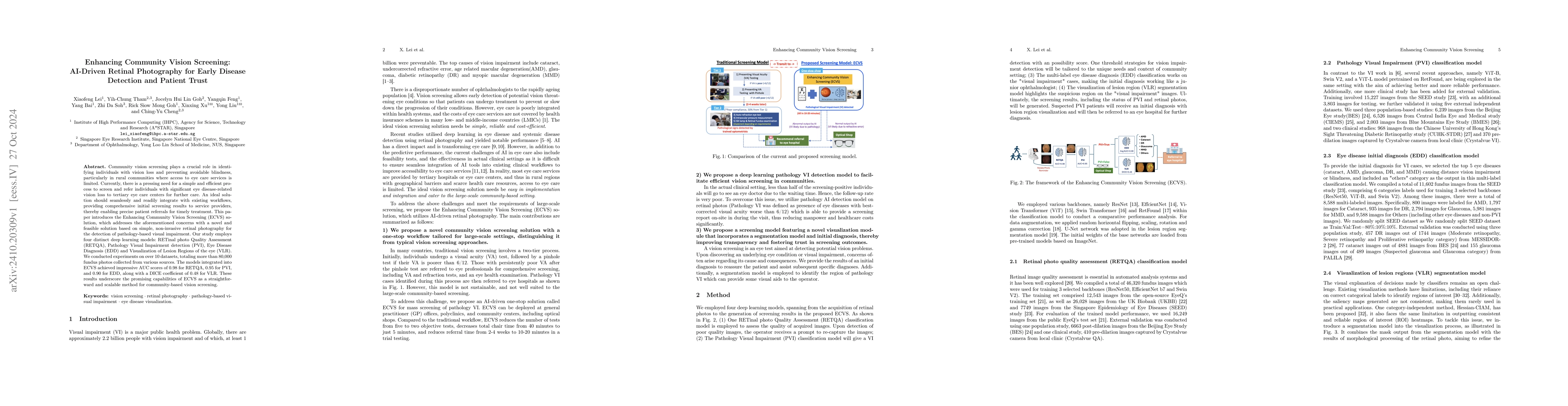 Thumbnail for Enhancing Community Vision Screening -- AI Driven Retinal Photography
  for Early Disease Detection and Patient Trust