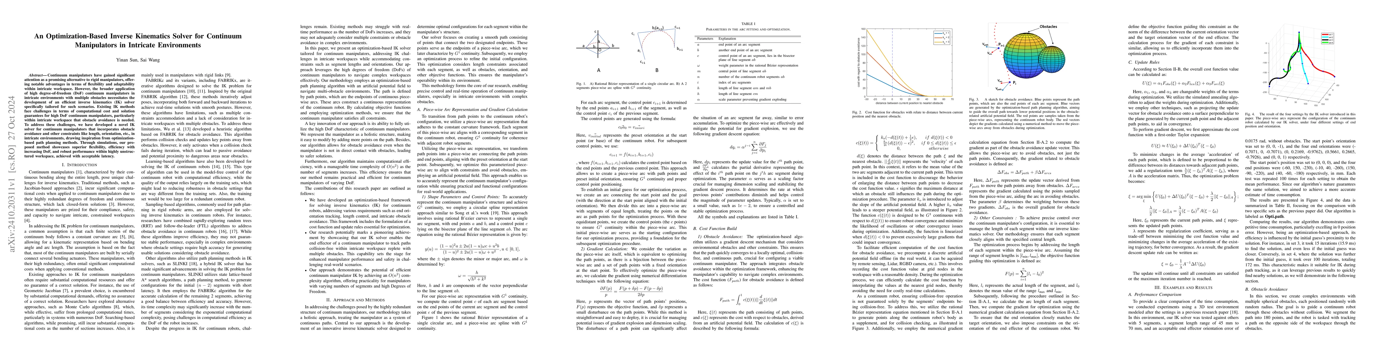 Thumbnail for An Optimization-Based Inverse Kinematics Solver for Continuum
  Manipulators in Intricate Environments