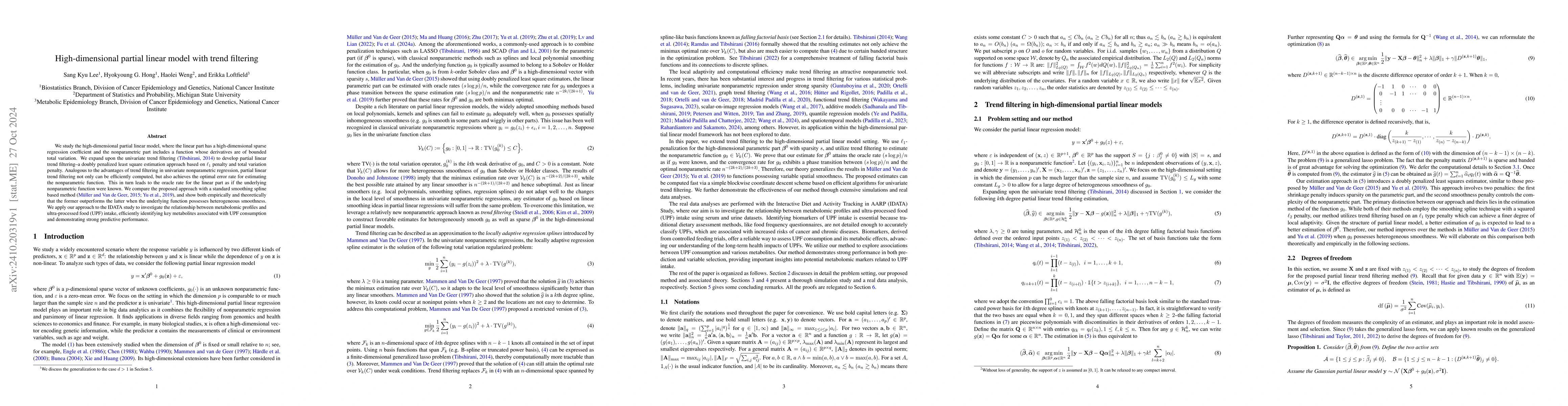Thumbnail for High-dimensional partial linear model with trend filtering