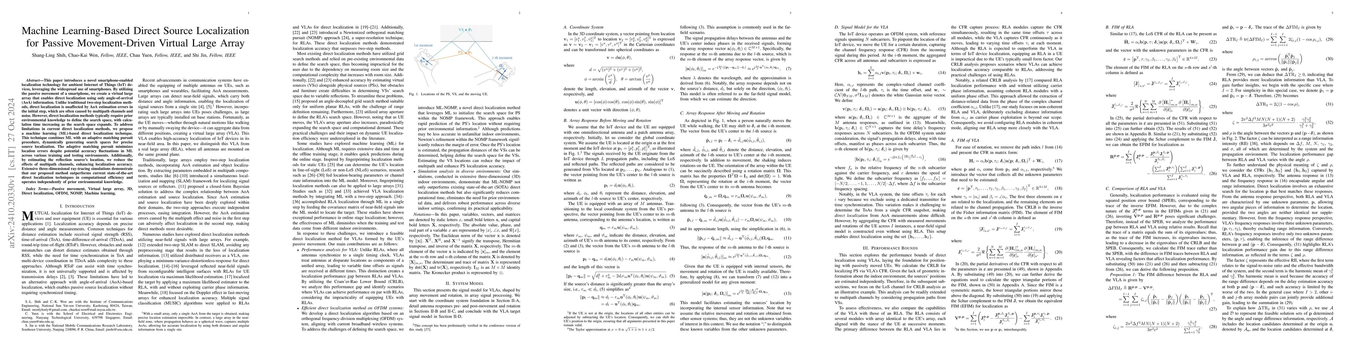 Thumbnail for Machine Learning-Based Direct Source Localization for Passive
  Movement-Driven Virtual Large Array