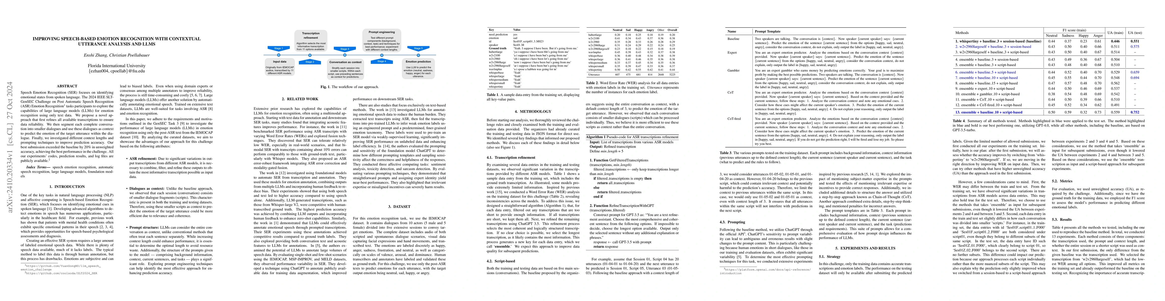 Thumbnail for Improving Speech-based Emotion Recognition with Contextual Utterance
  Analysis and LLMs