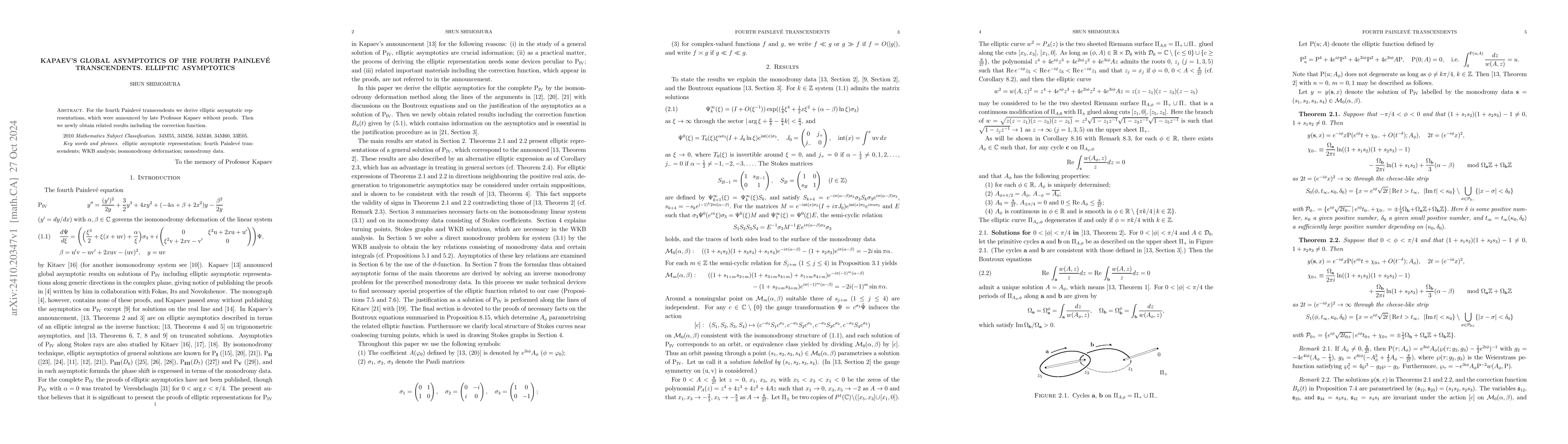 Thumbnail for Kapaev's global asymptotics of the fourth Painlevé transcendents.
  Elliptic asymptotics
