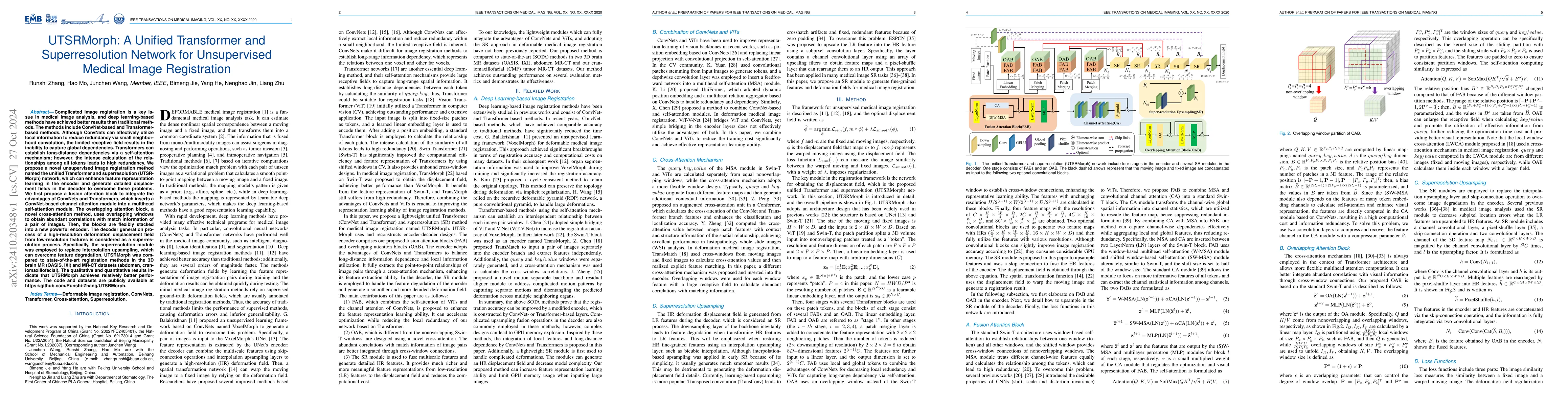 Thumbnail for UTSRMorph: A Unified Transformer and Superresolution Network for
  Unsupervised Medical Image Registration