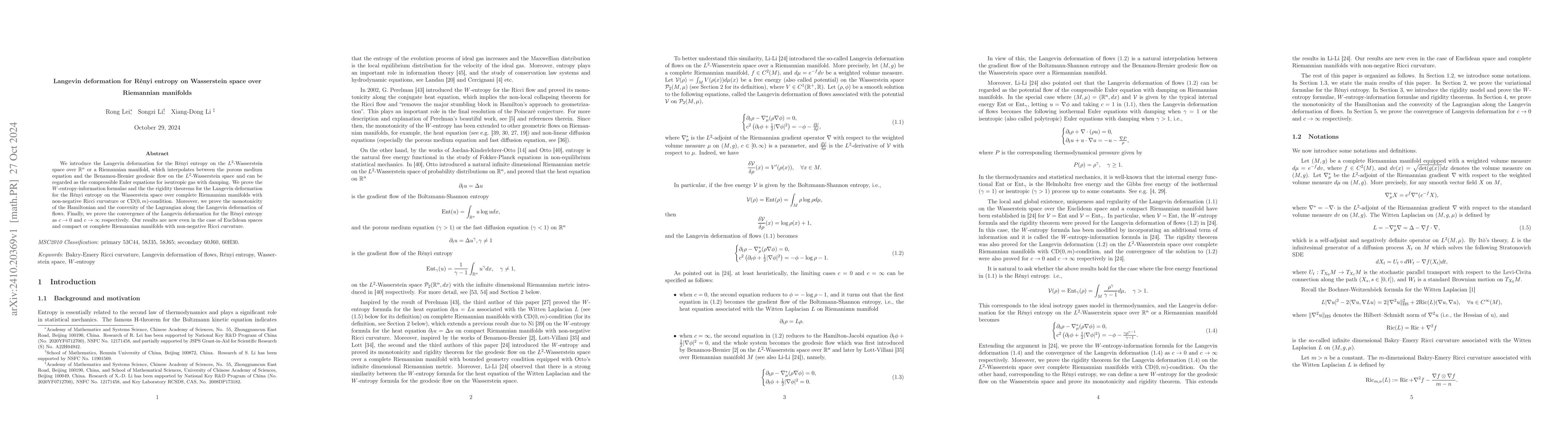 Thumbnail for Langevin deformation for Rényi entropy on Wasserstein space over
  Riemannian manifolds
