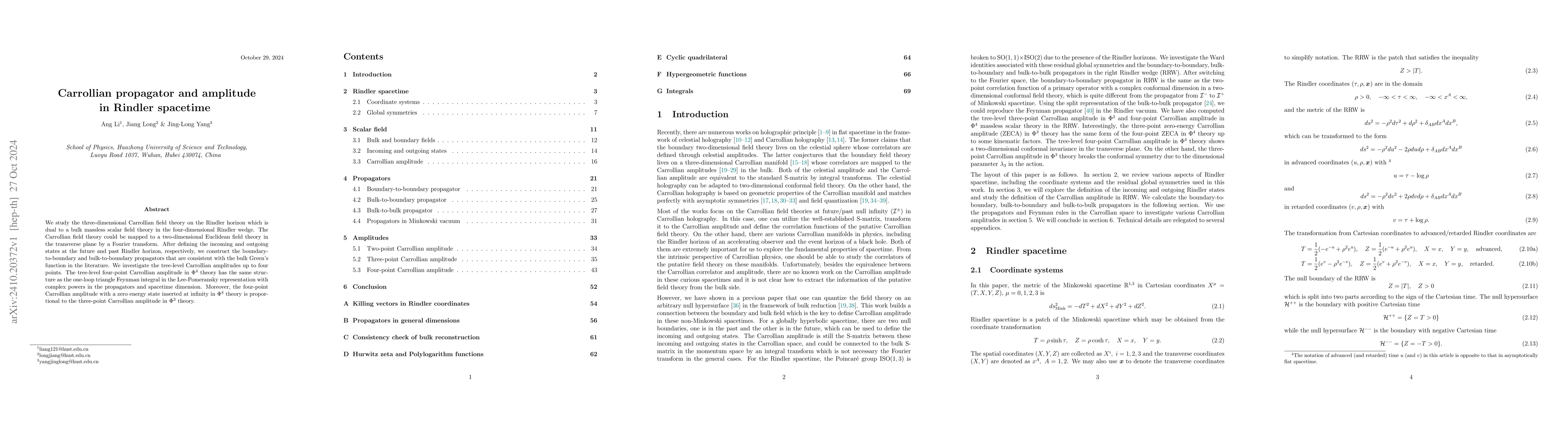 Thumbnail for Carrollian propagator and amplitude in Rindler spacetime