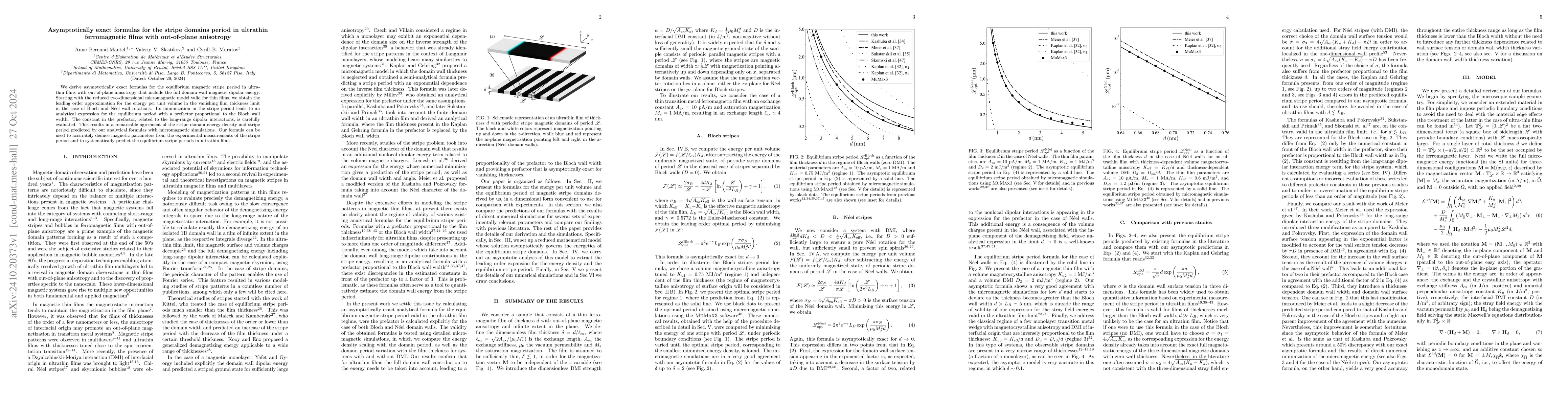 Thumbnail for Asymptotically exact formulas for the stripe domains period in ultrathin
  ferromagnetic films with out-of-plane anisotropy