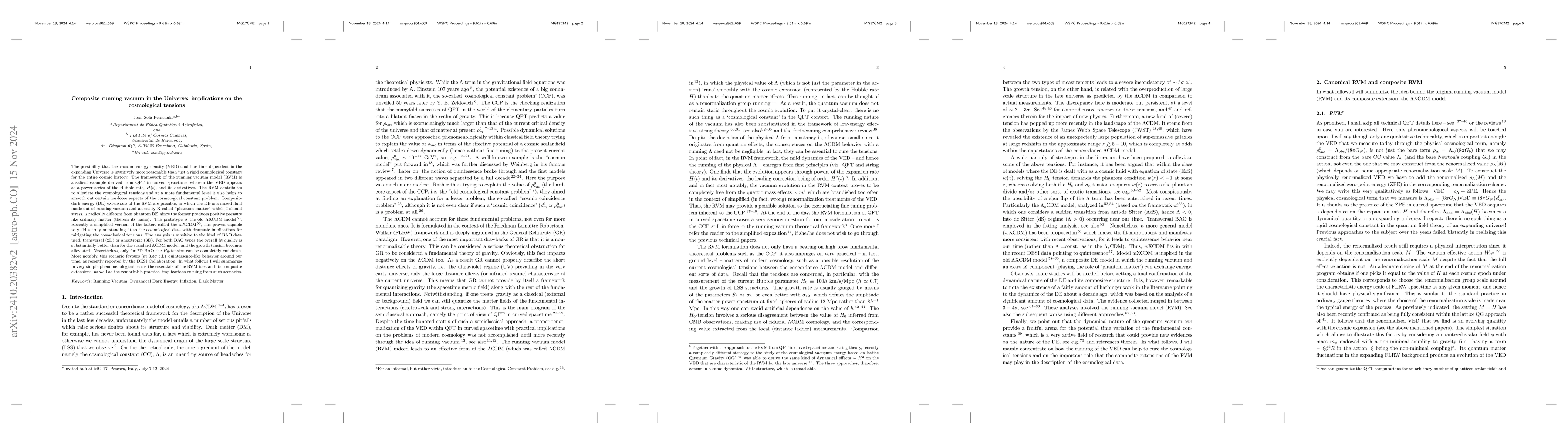 Thumbnail for Composite running vacuum in the Universe: implications on the
  cosmological tensions