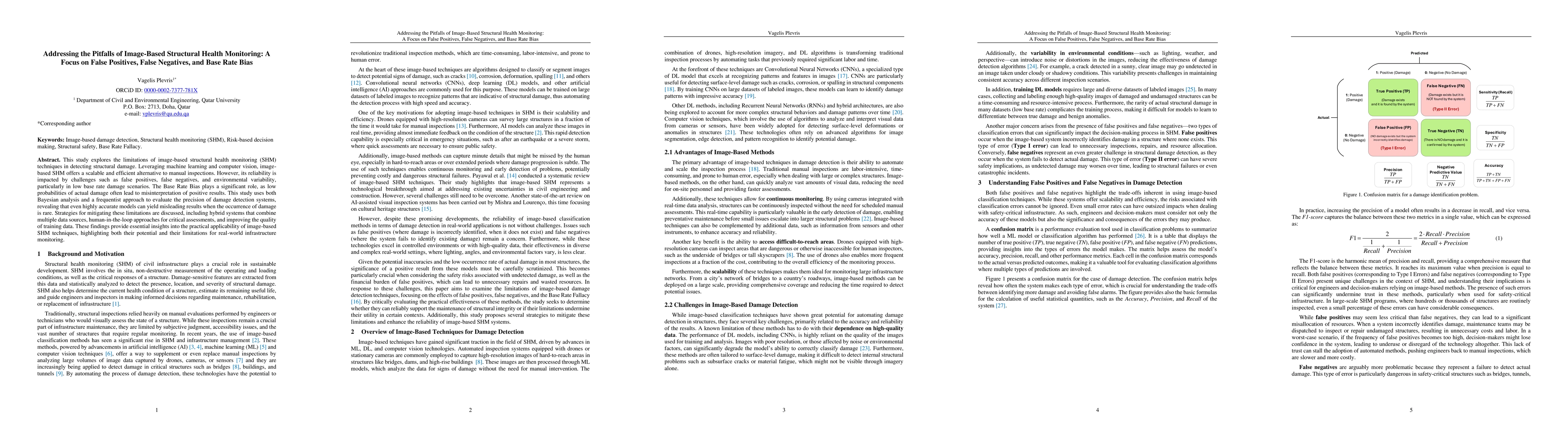 Thumbnail for Addressing the Pitfalls of Image-Based Structural Health Monitoring: A
  Focus on False Positives, False Negatives, and Base Rate Bias