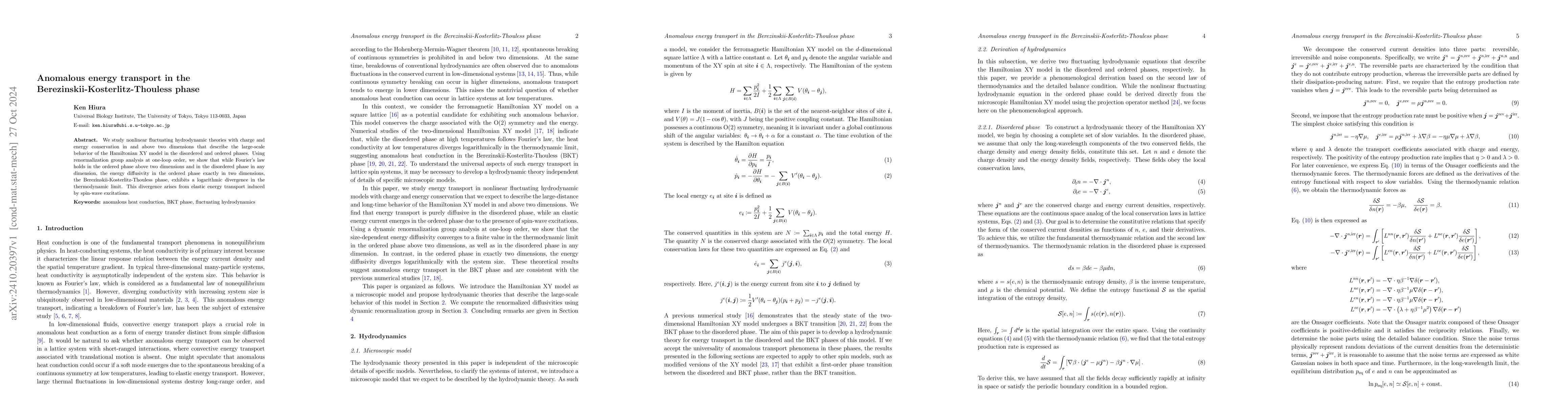 Thumbnail for Anomalous energy transport in the Berezinskii-Kosterlitz-Thouless phase
